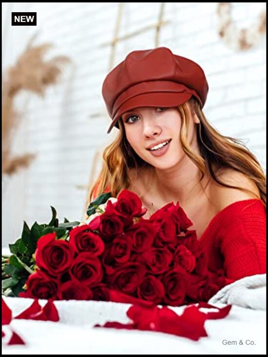 3 Pcs Vintage Newsboy Hats PU Leather Fiddler Cap main image 5